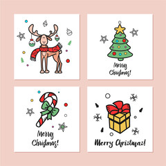 Fototapeta premium A set of Christmas cards.