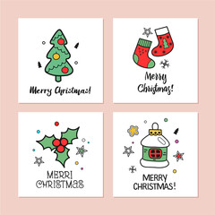 Fototapeta premium A set of Christmas cards.