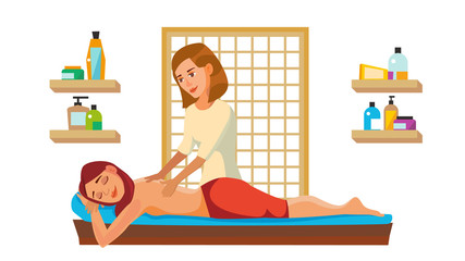 Spa Massage Wellness Salon Vector. Anti Aging Spa Massage. Flat Cartoon Illustration