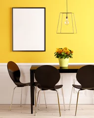 Tapeten Schwarzer Tisch mit Lampe und Bilderrahmen © Mediaparts