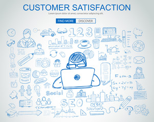 Customer Satisfaction concept with Business Doodle design style