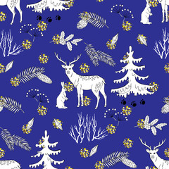 Seamless Pattern with Christmas forest