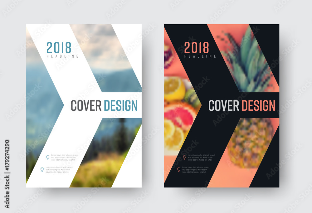 Poster vector report cover template in a minimalistic style with a place for a photo