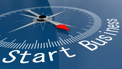 Blue compass with Start Business word