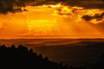 Sunset over hills