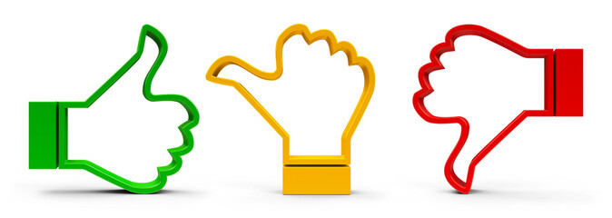 Thumbs up, down and middle