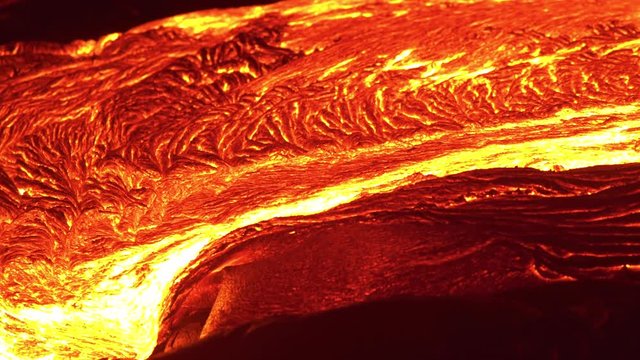 River of lava 13 Night Glowing Hot flow from Kilauea Active Volcano Puu Oo Vent Active Volcano Magma