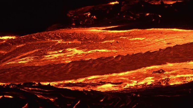 River of lava 6 Night Glowing Hot flow from Kilauea Active Volcano Puu Oo Vent Active Volcano Magma