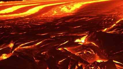 River of lava 9 Night Glowing Hot flow from Kilauea Active Volcano Puu Oo Vent Active Volcano Magma