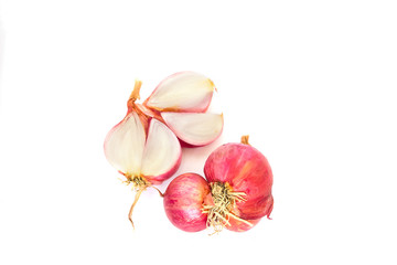 Bulb Red Onion on white background