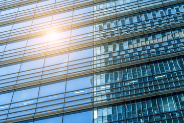 Low angle view of skyscrapers architectural glass