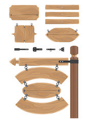 Wooden Signboards and Tools for Attaching Set