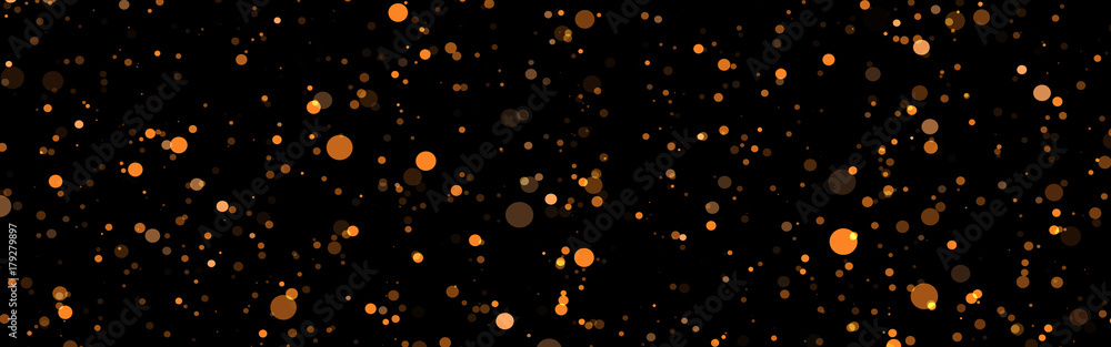 Poster golden abstract sparkles or glitter lights. festive gold background. defocused circles bokeh or part