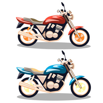 Motorcycle icons set in flat style.