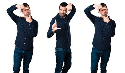Obraz premium Set of Handsome man focusing with his fingers