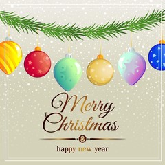 snow christmas card with decoration