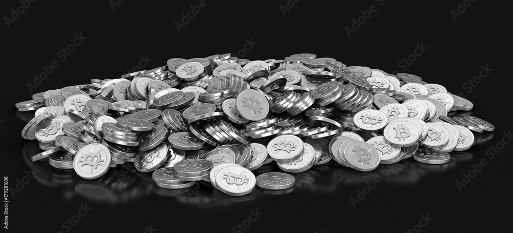 Poster silver bitcoin. image with clipping path