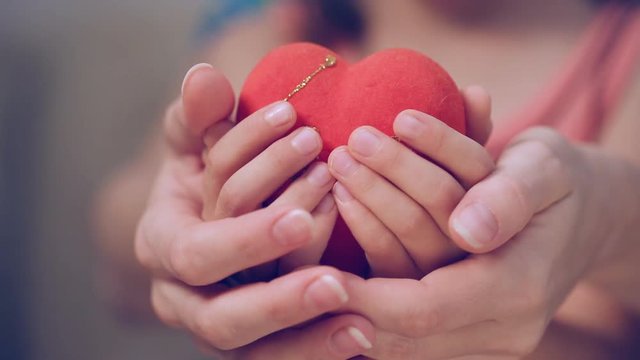 Little girl and her mother holding a heart 