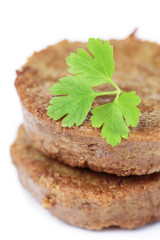 tofu burgers on a white background