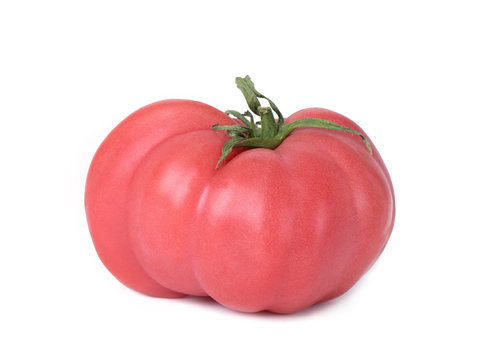 pink beef tomato on a white background