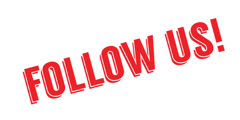 Follow Us rubber stamp. Grunge design with dust scratches. Effects can be easily removed for a clean, crisp look. Color is easily changed.