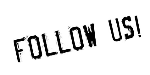 Follow Us rubber stamp. Grunge design with dust scratches. Effects can be easily removed for a clean, crisp look. Color is easily changed.
