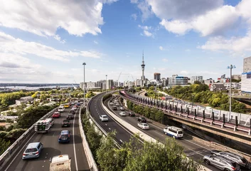Peel and stick wall murals New Zealand Traffic jam on Auckland highways in New Zealand