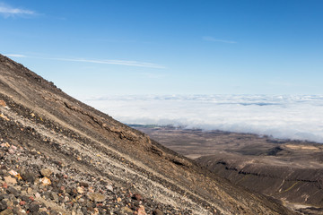 The slope of the Ngauruhoe volcano on Tongariro tail in New Zealand