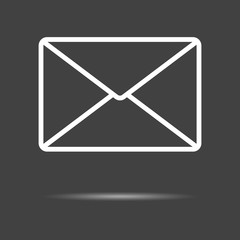 Envelope icon - simple flat design isolated on grey background, vector