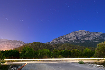 Night view from Kemer at the Taurus Mountains in Antalya, Turkey.