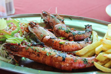 Fried prawns on a plate