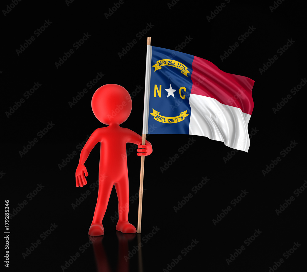 Poster man and flag of the us state of north carolina. image with clipping path