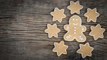 Christmas cookies on wooden background