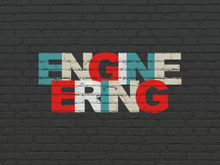 Obraz premium Building construction concept: Painted multicolor text Engineering on Black Brick wall background