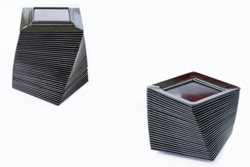 Melamine Black Plate stack On a white background