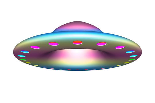 Alien spaceship ufo isolated on white background 3d rendering.