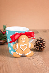 Christmas cookies with decoration /
Still life with decorated Christmas cookies on a wooden background
