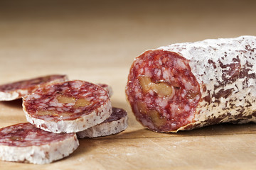 Delicious dry sausage with walnuts