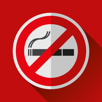 No smoking sign icon in flat style. Stop cigarette symbol. Vector design danger illustration for you project