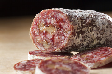 Delicious dry sausage with walnuts