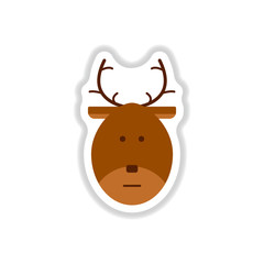 Vector illustration in paper sticker style Christmas deer