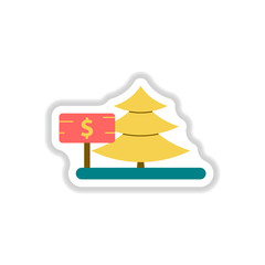 Vector illustration in paper sticker style christmas tree for sale