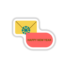 Vector illustration in paper sticker style envelope and snowflake
