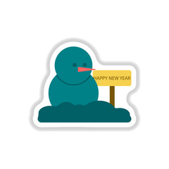 Vector illustration in paper sticker style Snowman