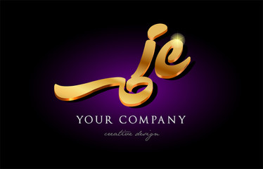  jc  j c 3d gold golden alphabet letter metal logo icon design handwritten typography