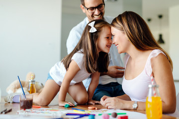 Fototapeta premium Happy familiy spending fun time at home