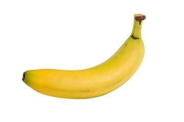 Single banana on white background