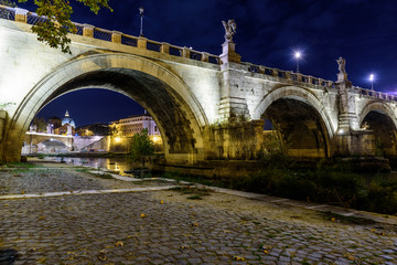 Obraz premium River, Tevere, San Peters, Landscape, Sunset, Ora blu, Cupola, Rome, Lazio, Italy, Europe