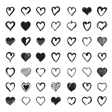 Set of Hand drawn Hearts. Design elements for Valentines day.