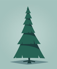 Merry Christmas. Tree with decorations. Cartoon vector illustration